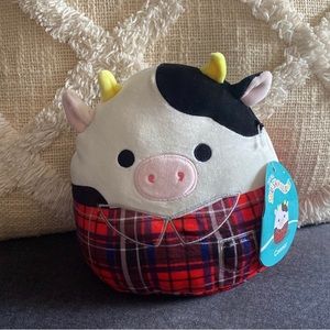 Squishmallows Connor Cow Plaid Plush Stuffed Animal Toy 7" Kellytoy NWT